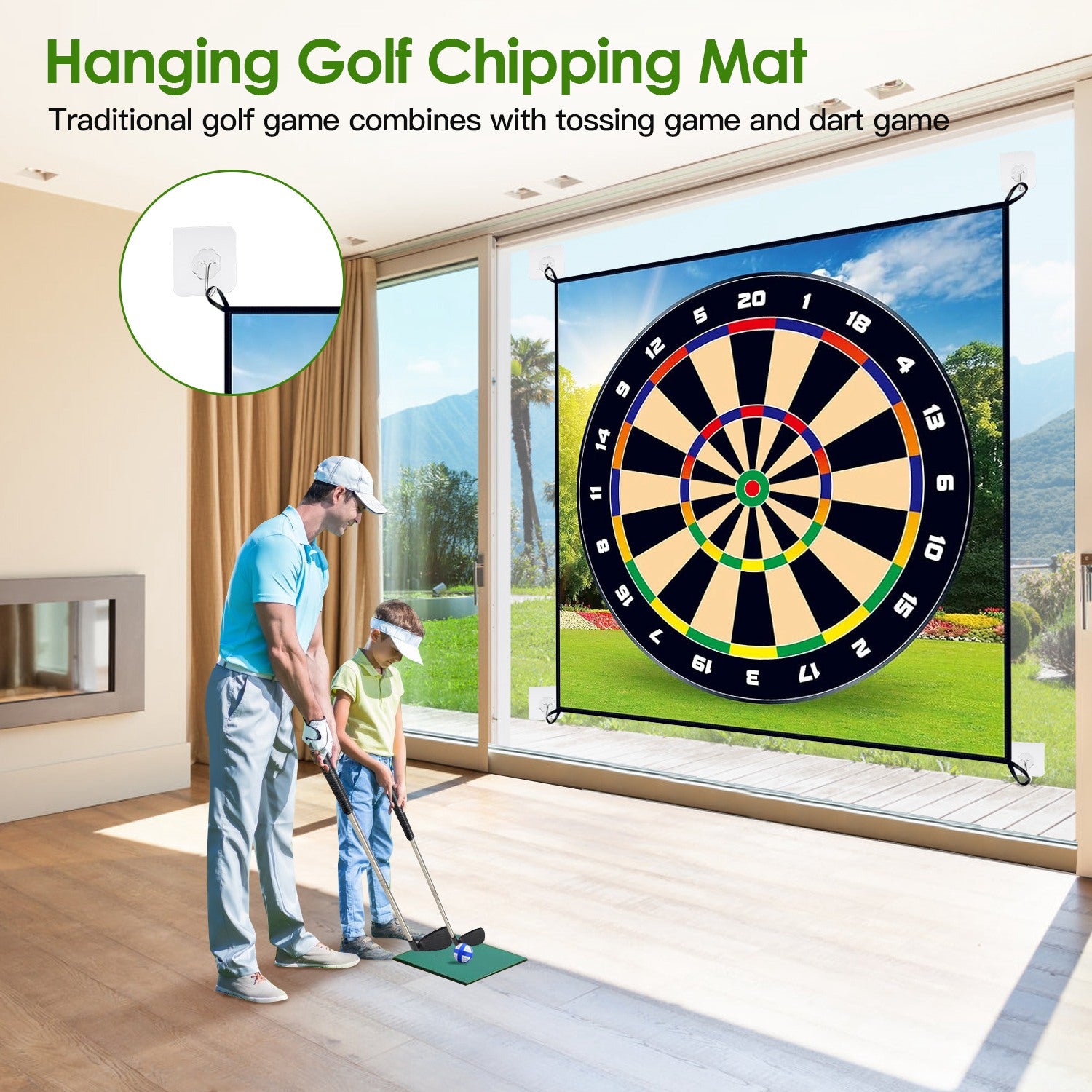 Golf Chipping Dart Game Mat Set