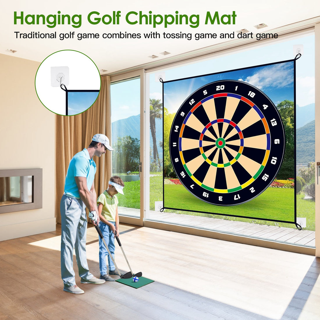 Golf Chipping Dart Game Mat Set