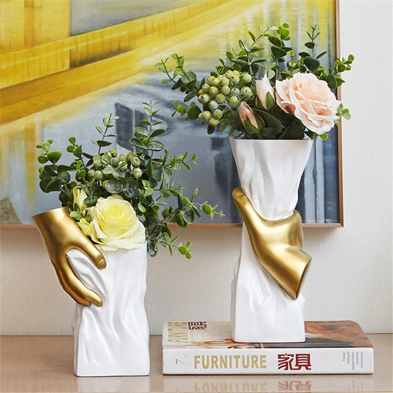Hand-Shaped Decorative Vase