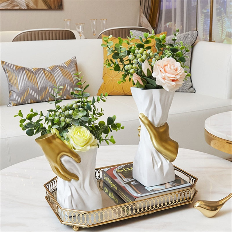 Hand-Shaped Decorative Vase
