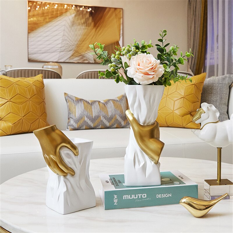 Hand-Shaped Decorative Vase