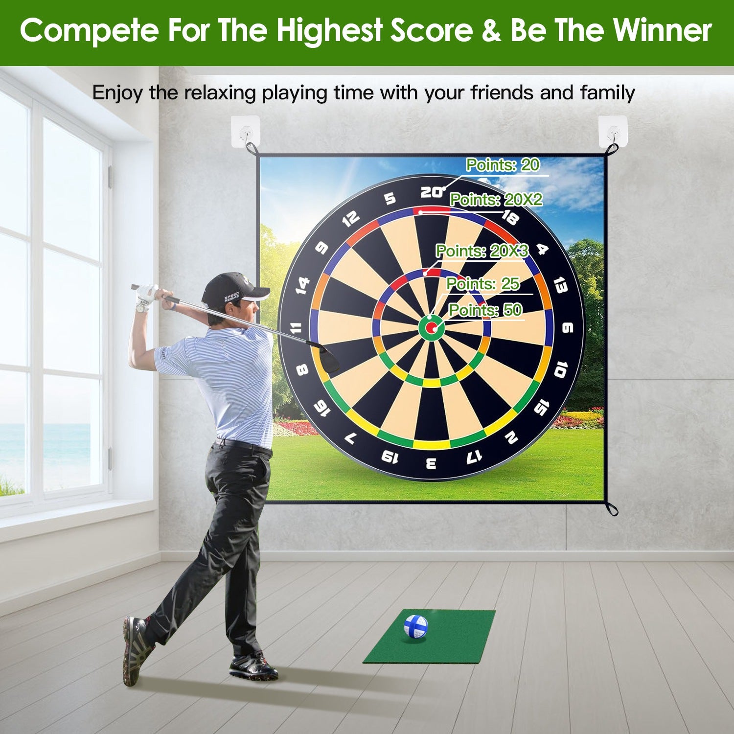 Golf Chipping Dart Game Mat Set
