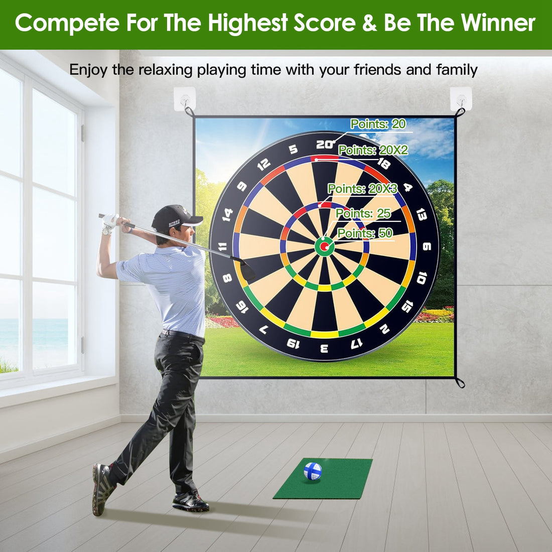 Golf Chipping Dart Game Mat Set