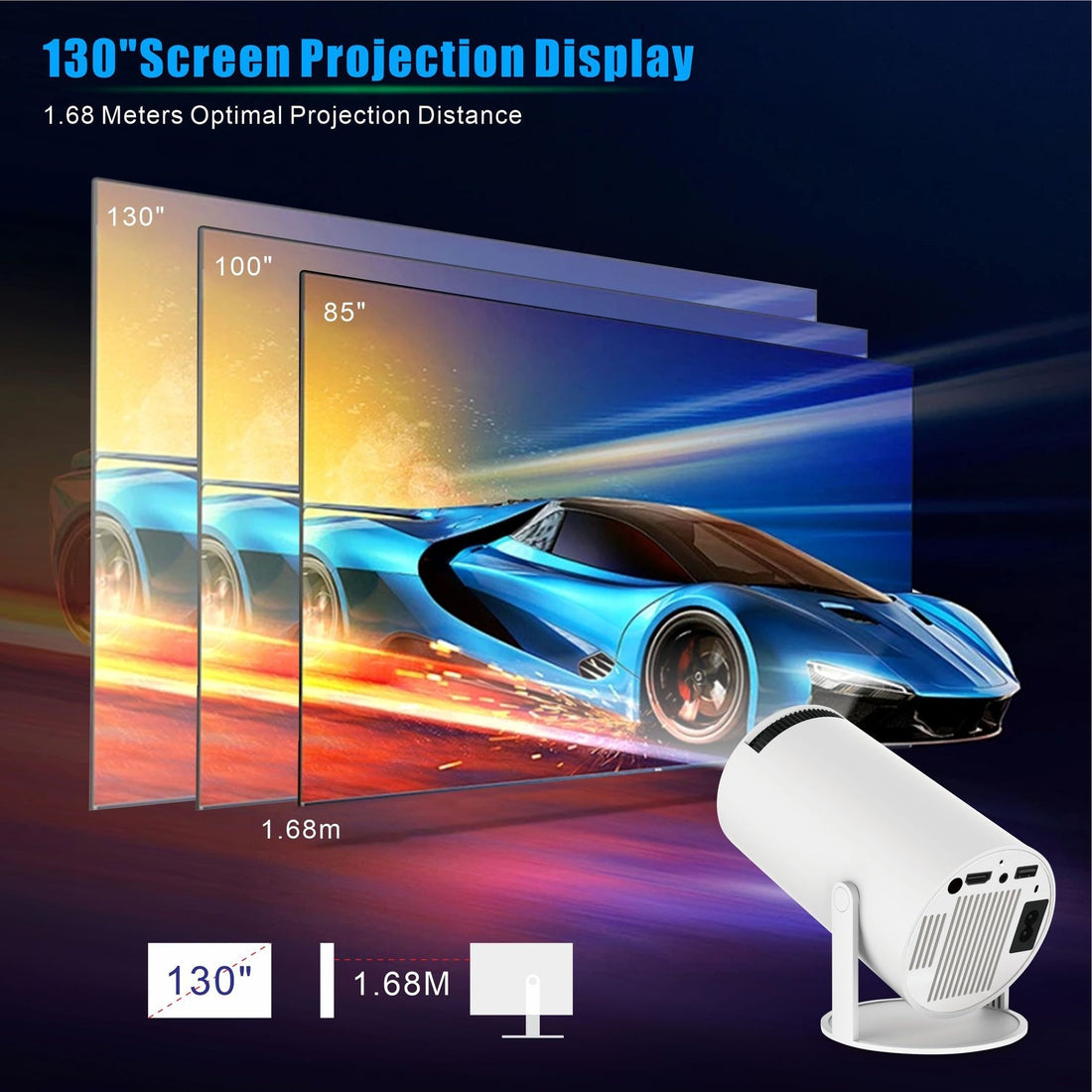 Ultra Fast Wireless Bluetooth and WiFi Enable Dual Band HY300 Pro Projector