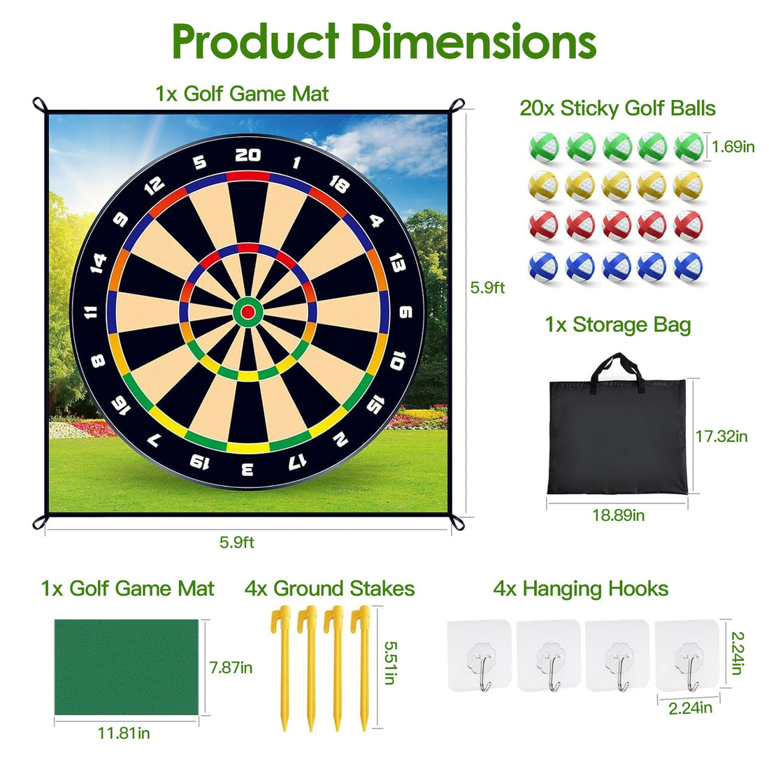 Golf Chipping Dart Game Mat Set