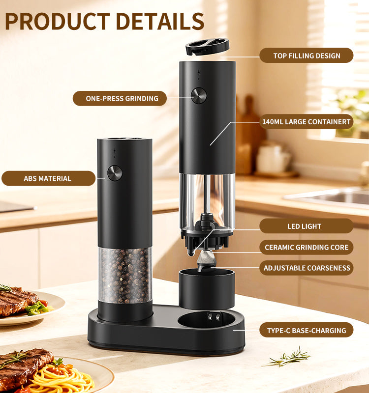 Rechargeable Electric Salt & Pepper Grinder Set