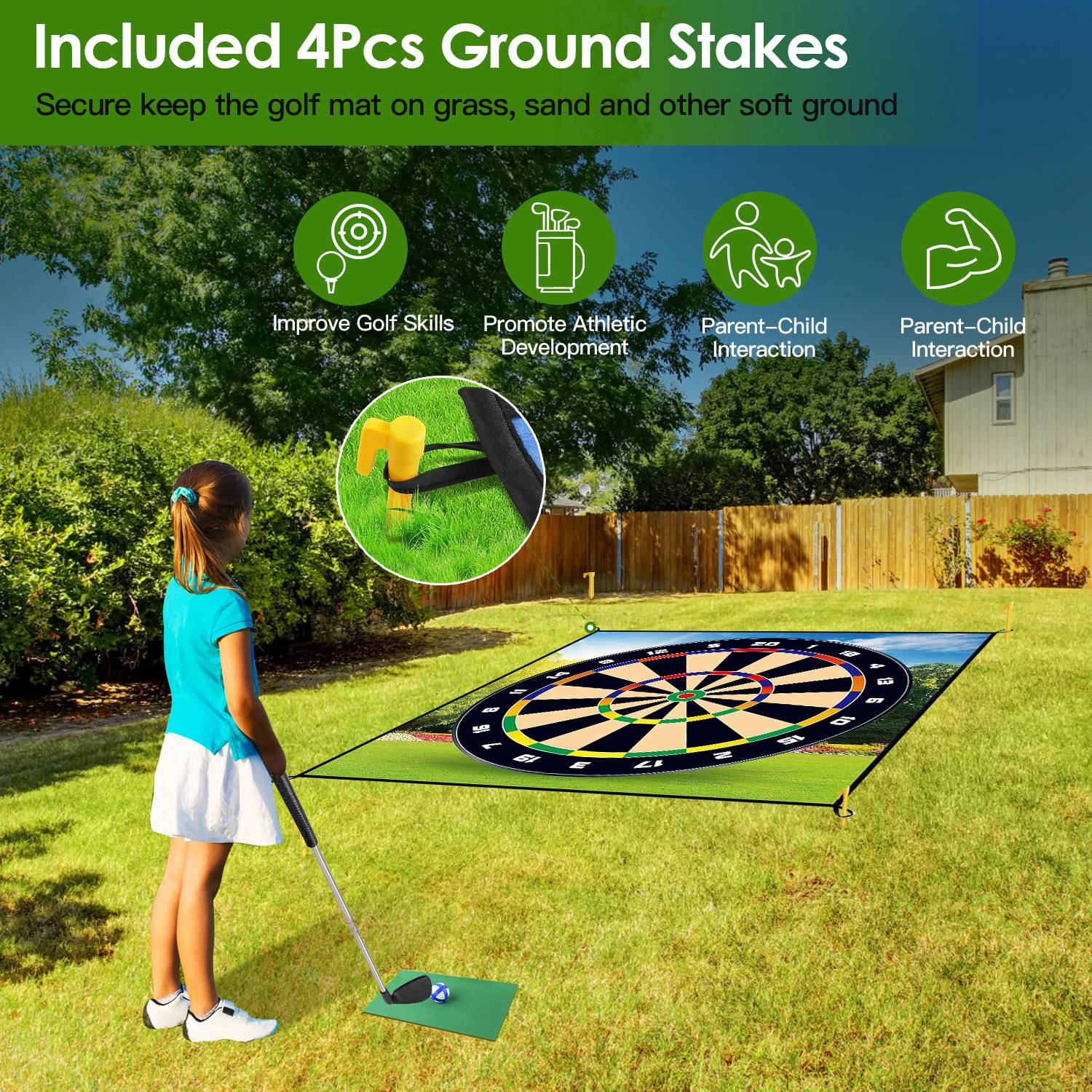 Golf Chipping Dart Game Mat Set