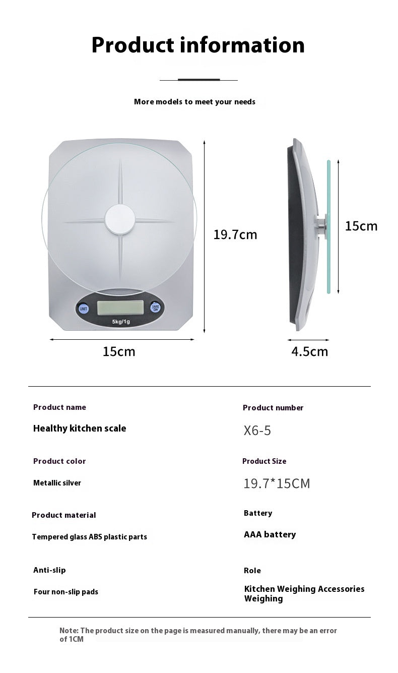 Tempered Glass Metallic Accurate LED Display Digital Food Scale for Weighing Food Items