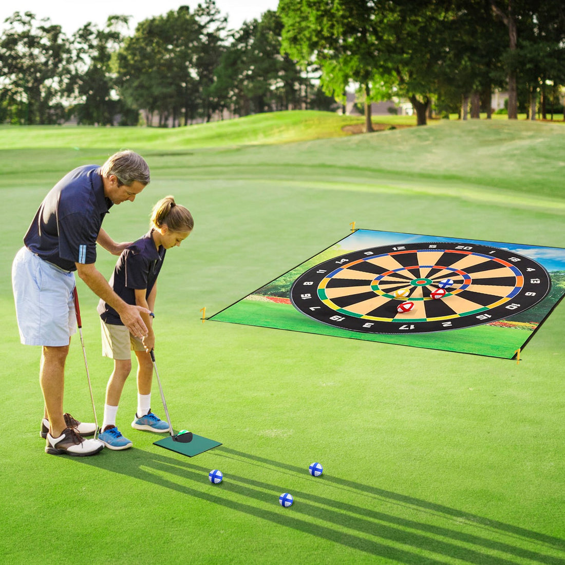 Golf Chipping Dart Game Mat Set