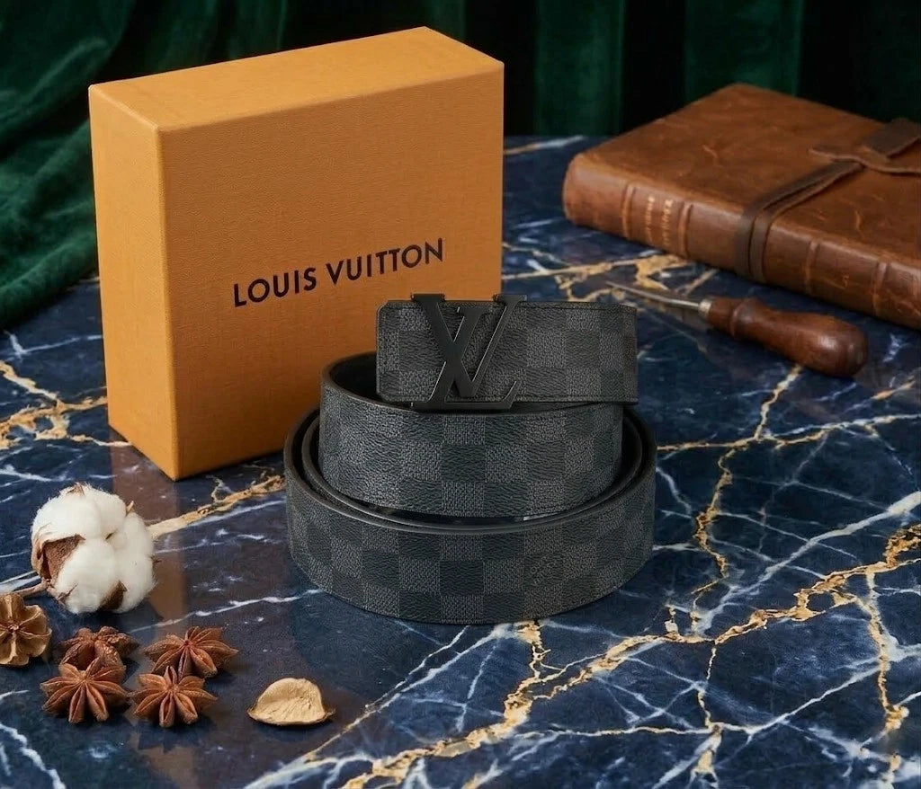 Louis Vuitton LV Initiales 40mm Belt – Damier Cobalt – Matte Black – M/L
