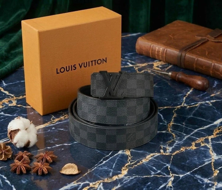 Louis Vuitton LV Initiales 40mm Belt – Damier Cobalt – Matte Black – M/L